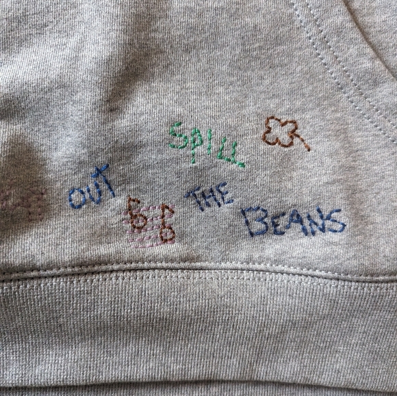 Coach Hand Drawn Embroidered Hoodie Gray Men's Size XXL Made in Portugal - Picture 10 of 13